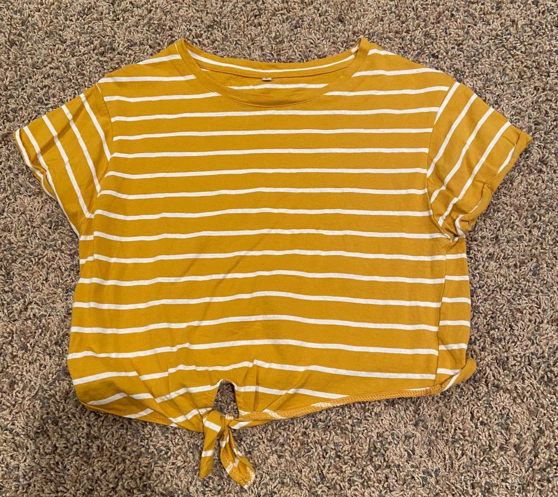yellow striped crop top