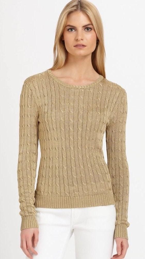 ralph lauren gold metallic sweater