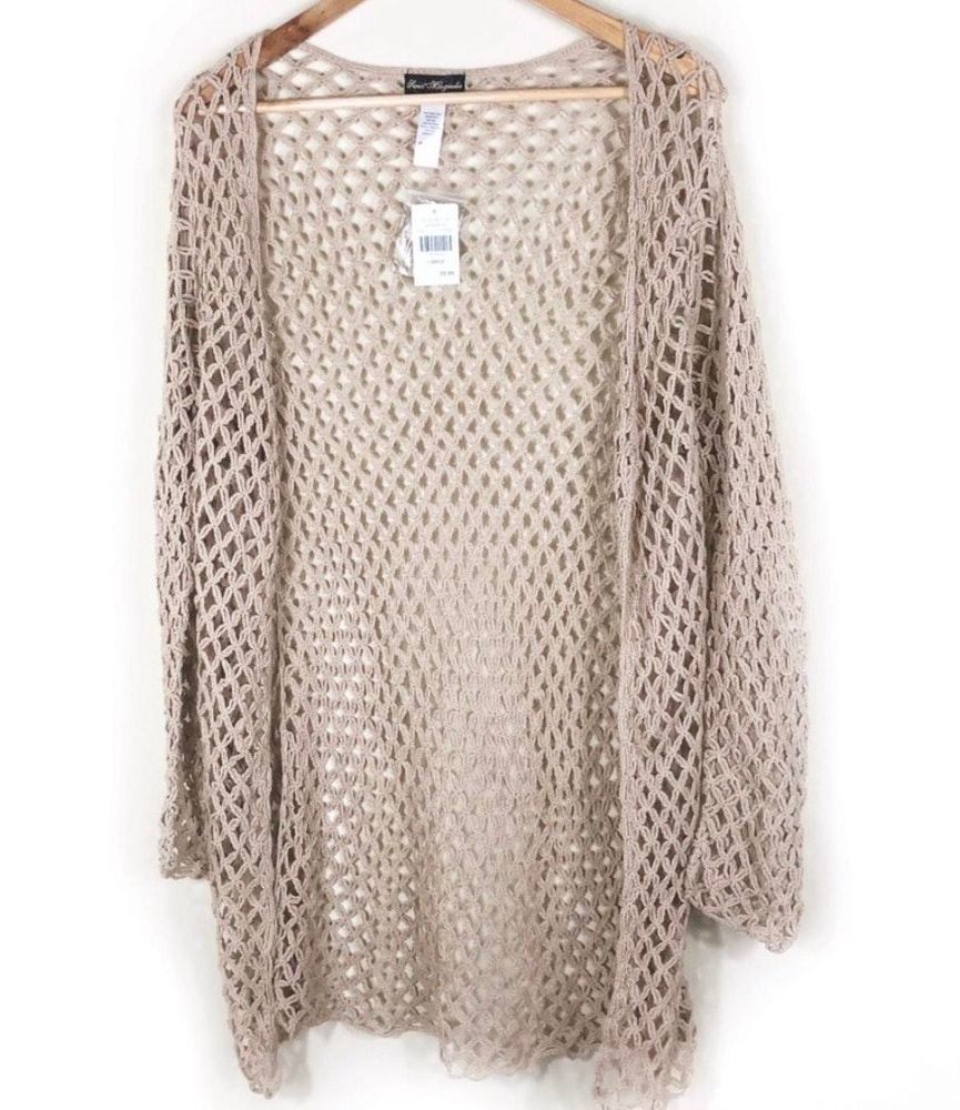 tan crochet cardigan