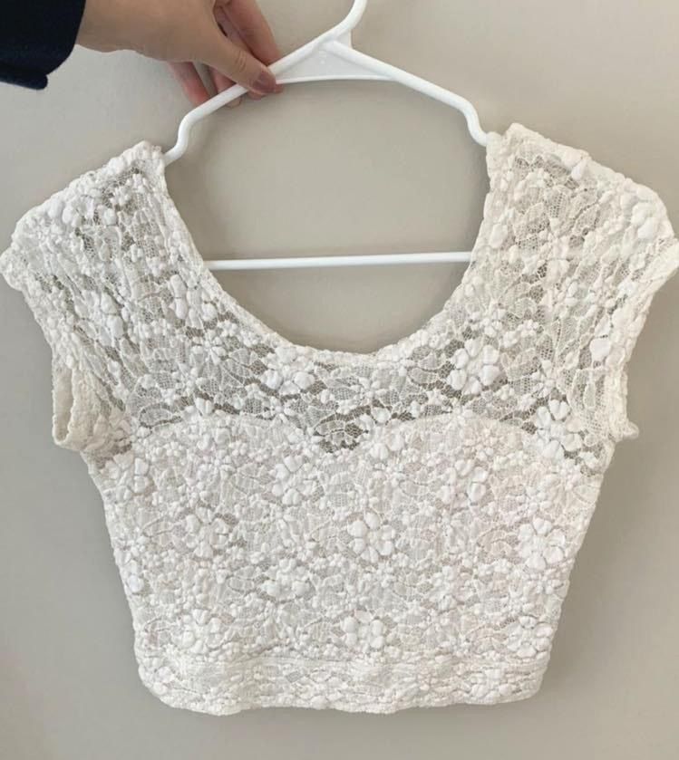 cute white lace crop tops