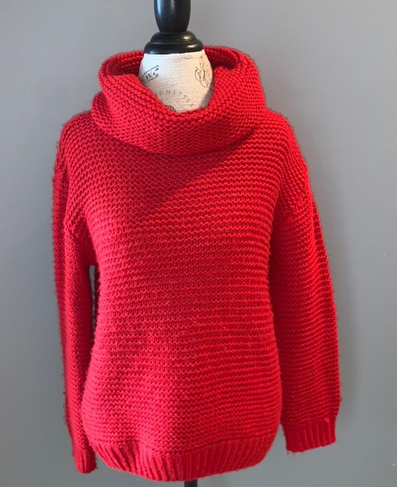 Zara Chunky Red Knit Turtle Neck Size Girls 14 Curtsy