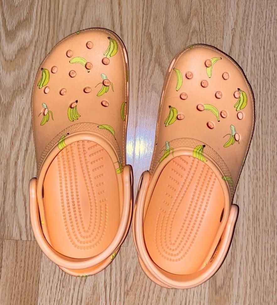 crocs with bananas on them