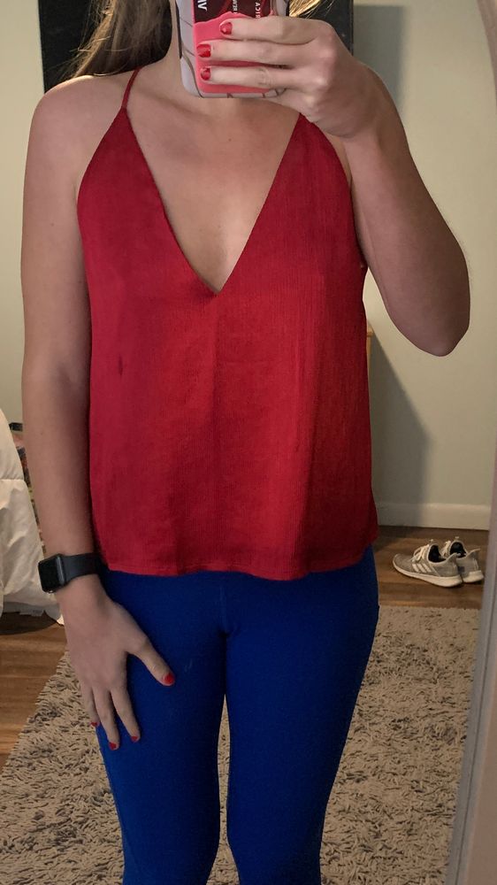 red satin tank top