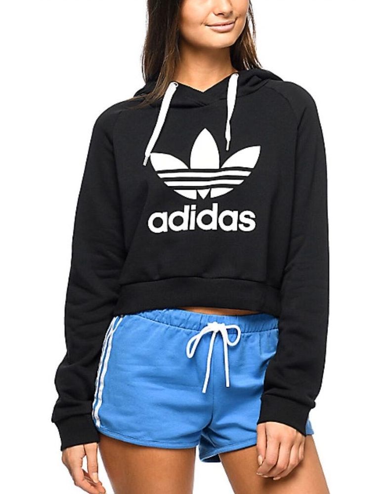 adidas trefoil cropped hoodie