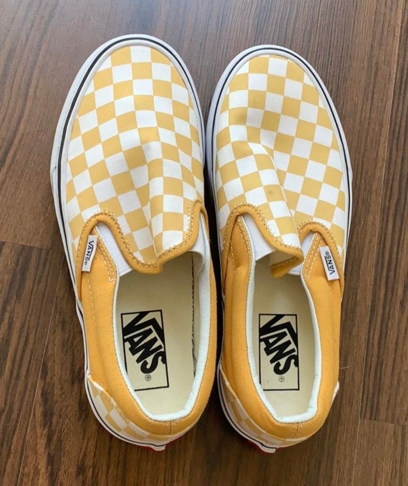 slip on yellow checkered vans