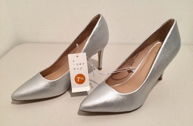 silver high heels size 2