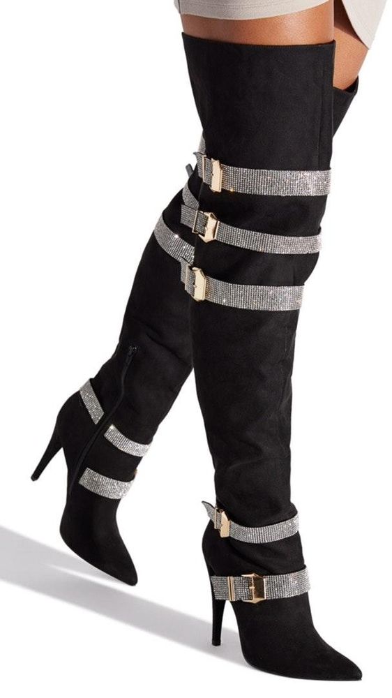 thigh high diamond boots