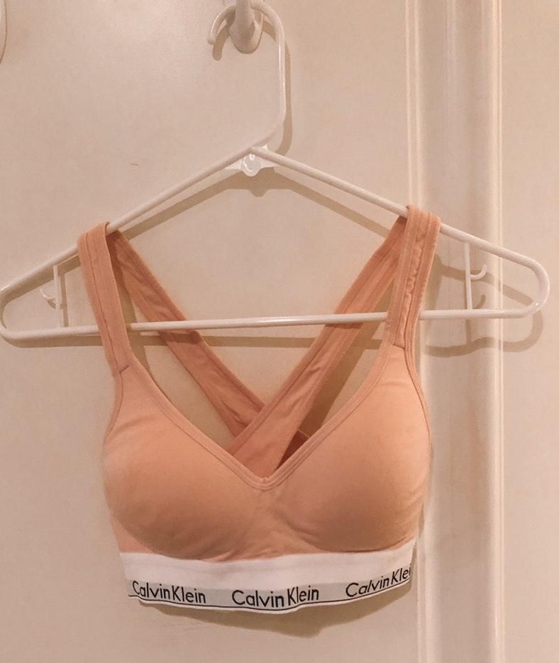 light pink calvin klein sports bra