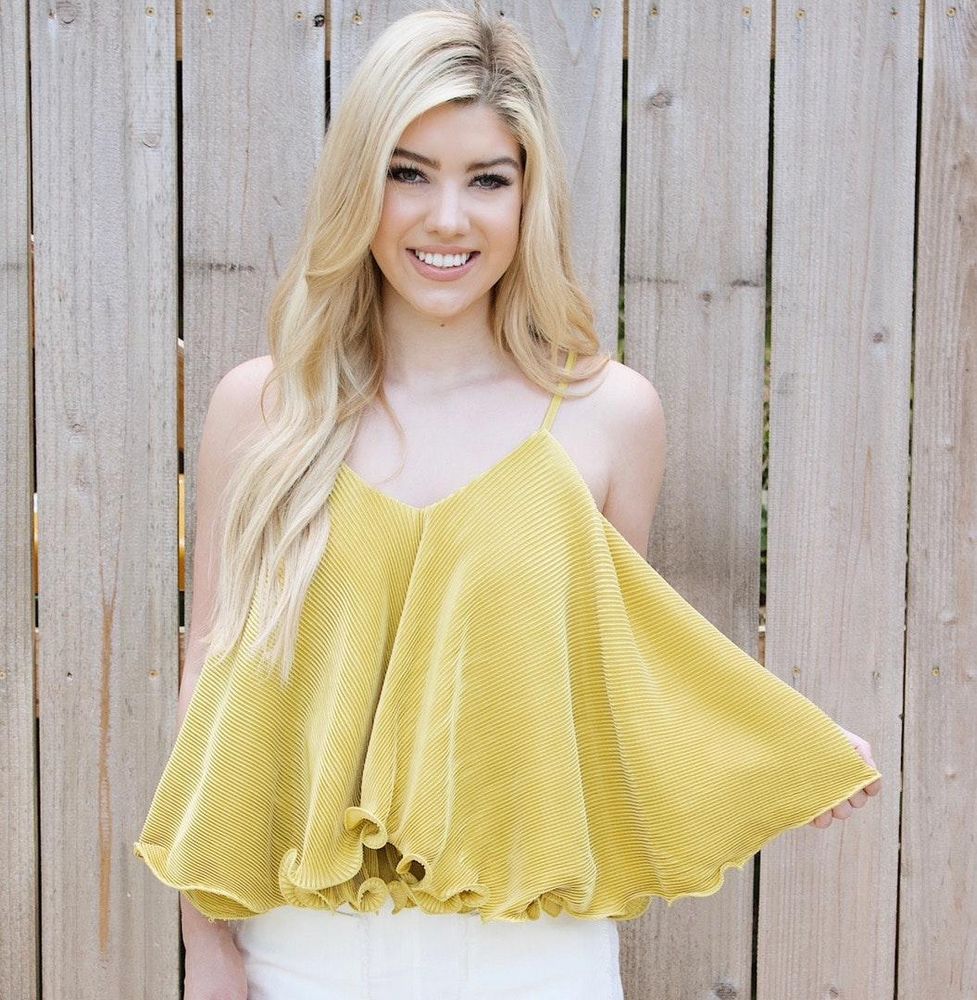 mustard ruffle top