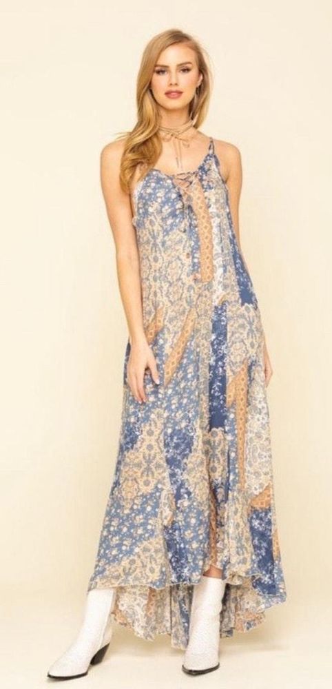 free people work of art printed maxi dress