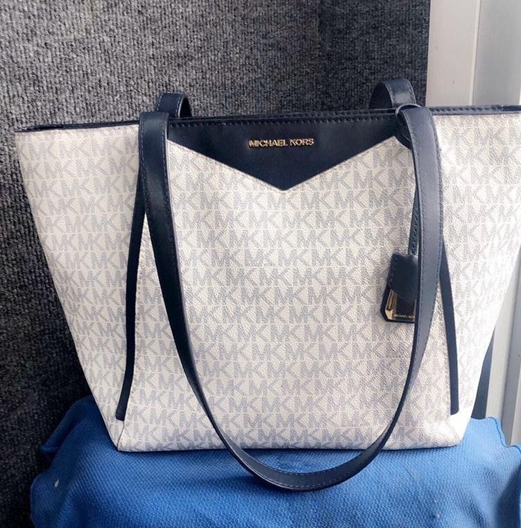 navy michael kors tote