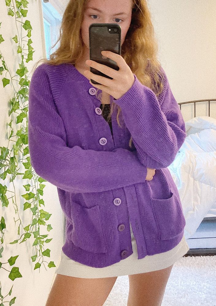 american vintage purple cardigan