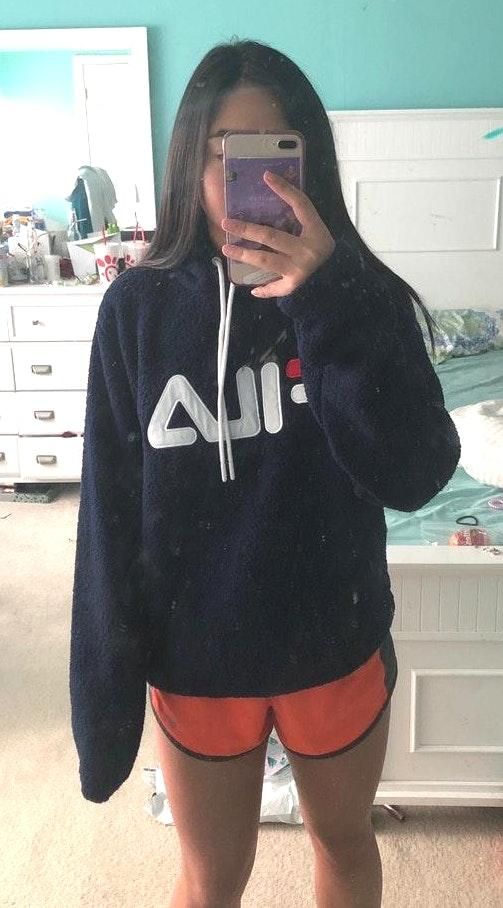 fuzzy fila hoodie