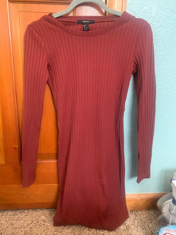 rust color sweater dress