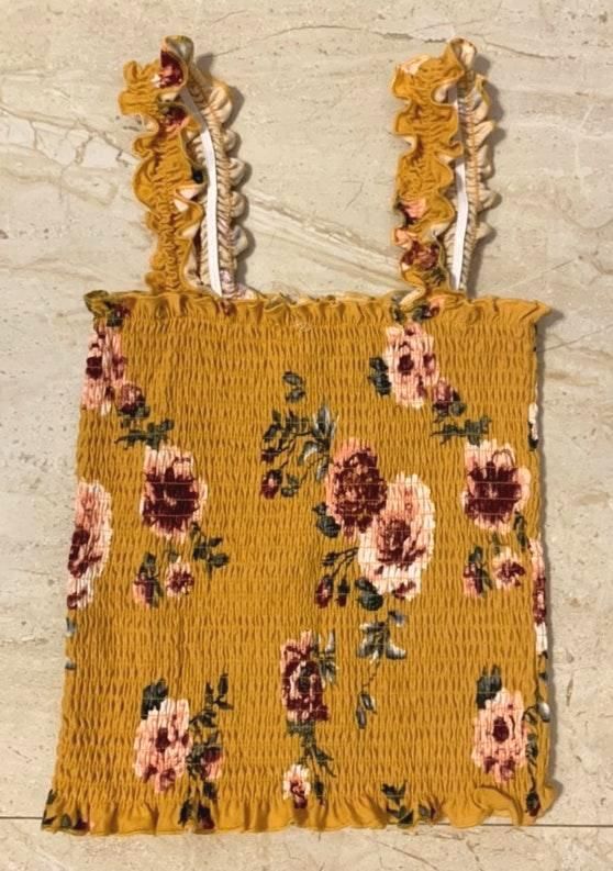mustard yellow floral top