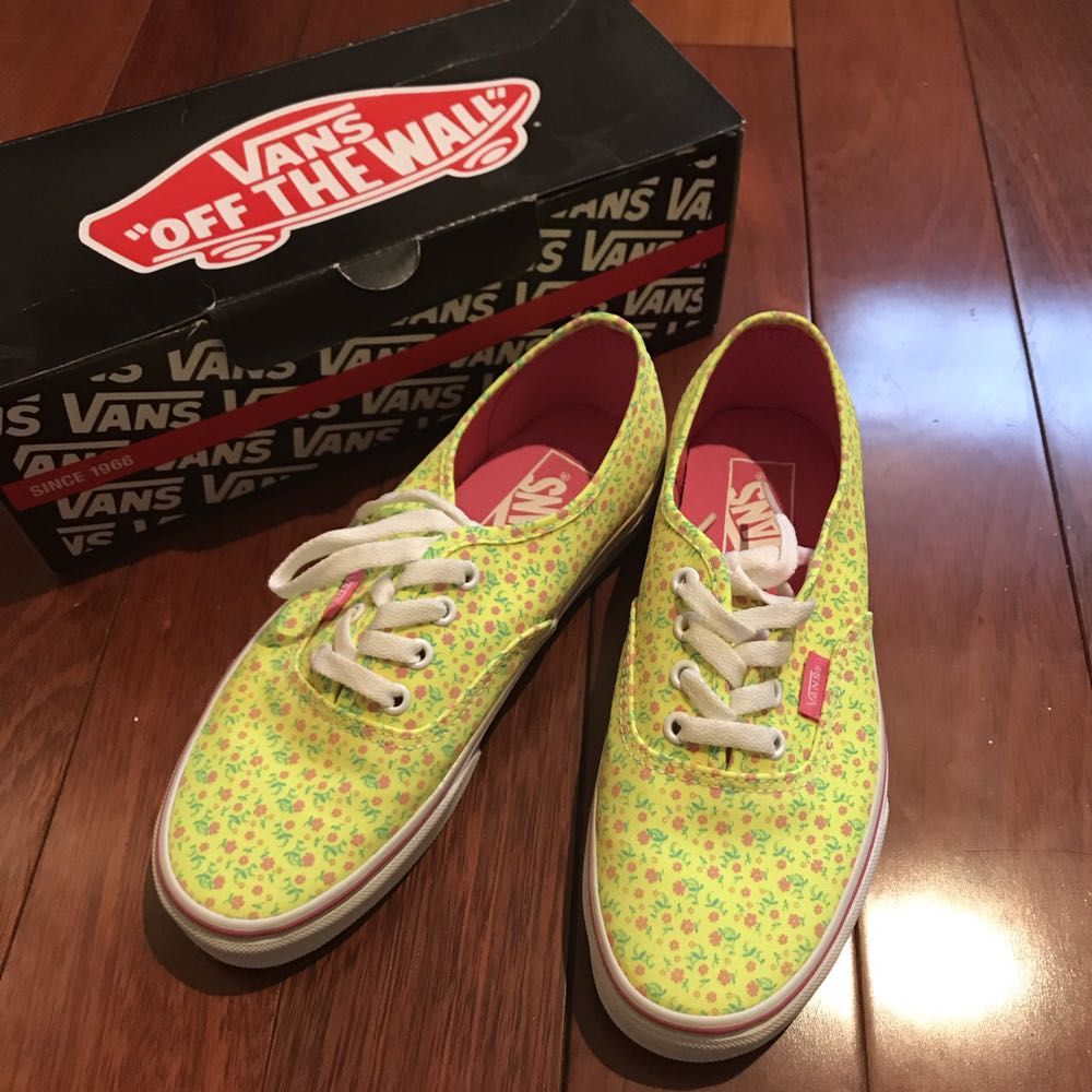 yellow and pink vans