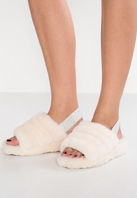 cream ugg slides