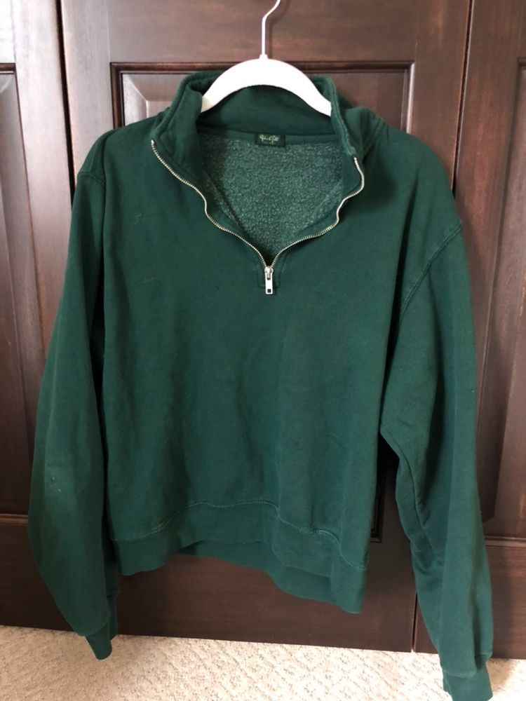 brandy melville green quarter zip
