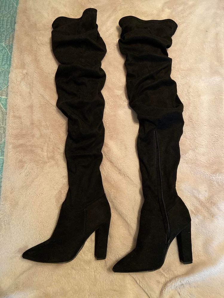 black thigh high boots fashion nova