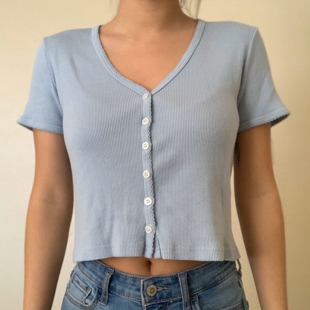 baby blue ruffle top