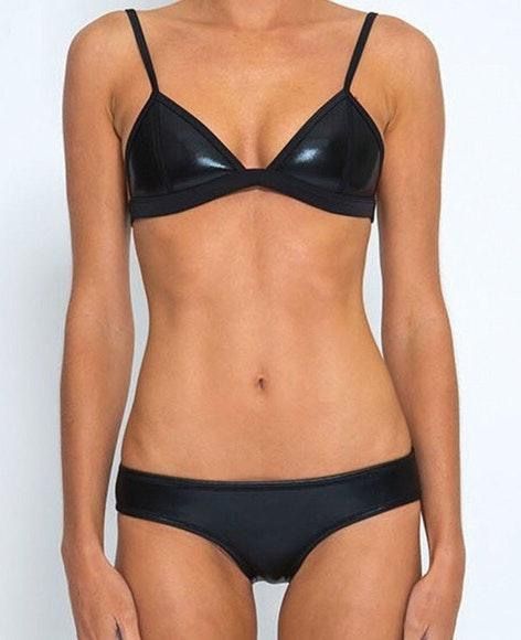 black leather swimsuit