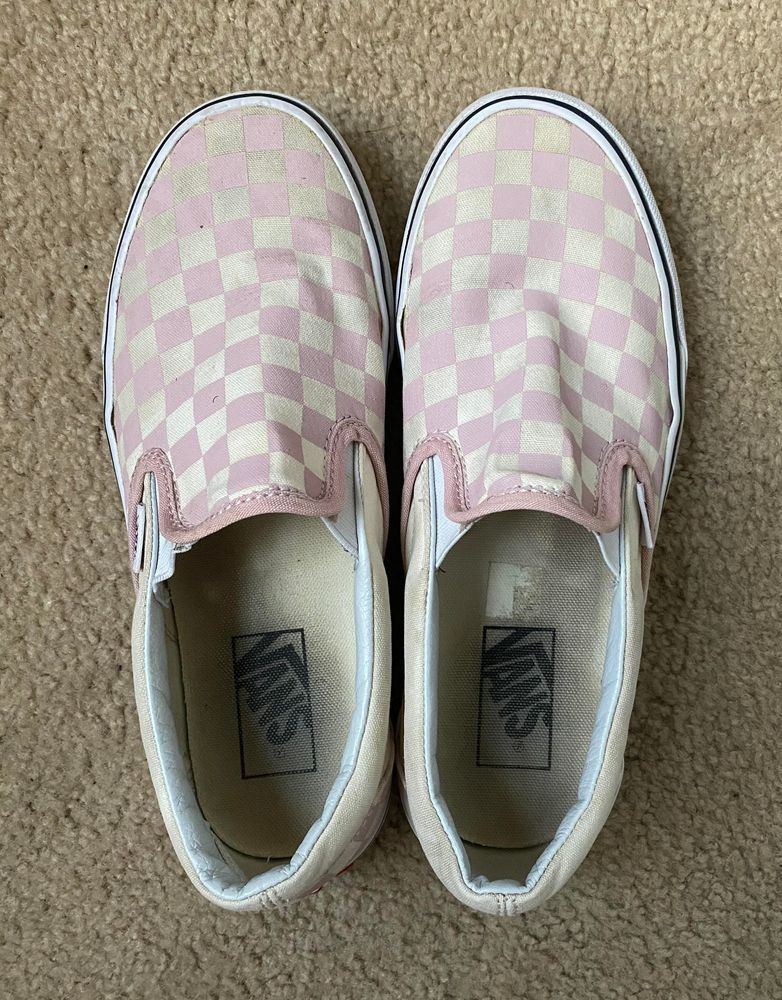 vans baby pink checkered