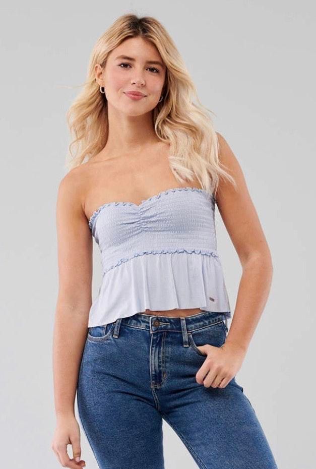 smocked tube top hollister