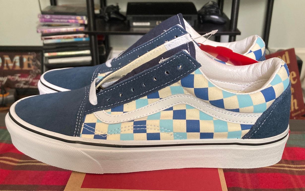 blue topaz checkered vans