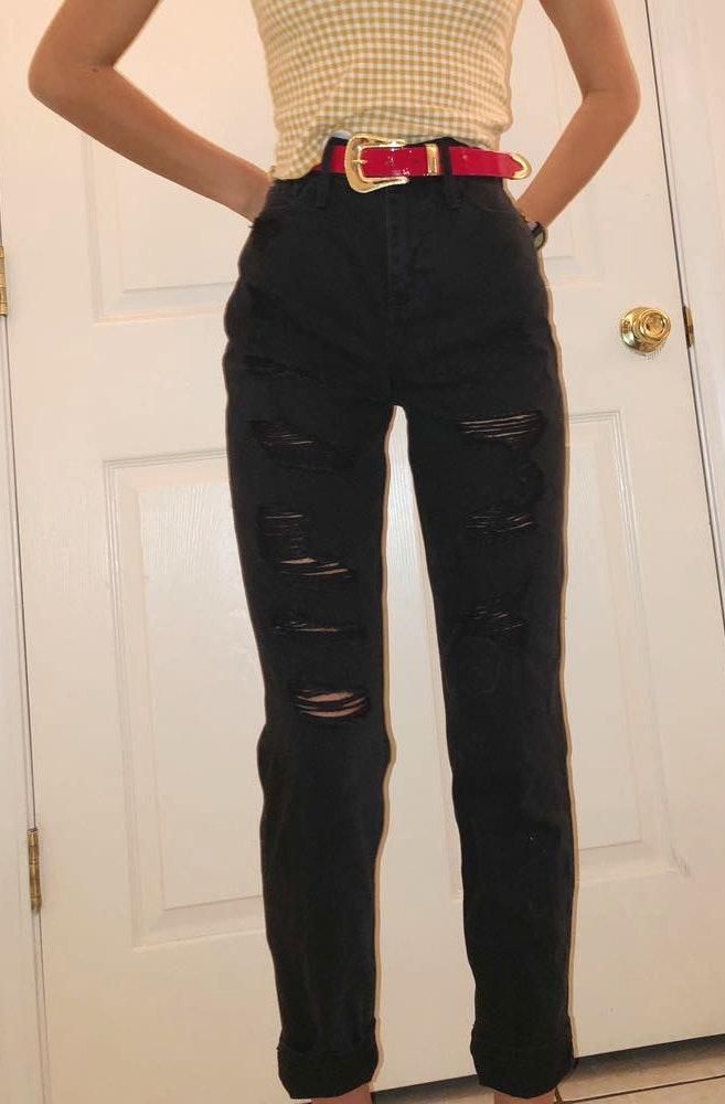 hollister black mom jeans