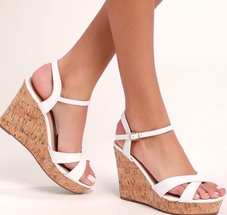 white wedge sandals