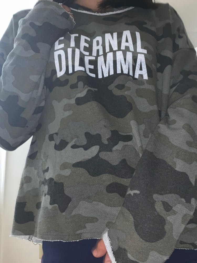 eternal dilemma camo sweatshirt