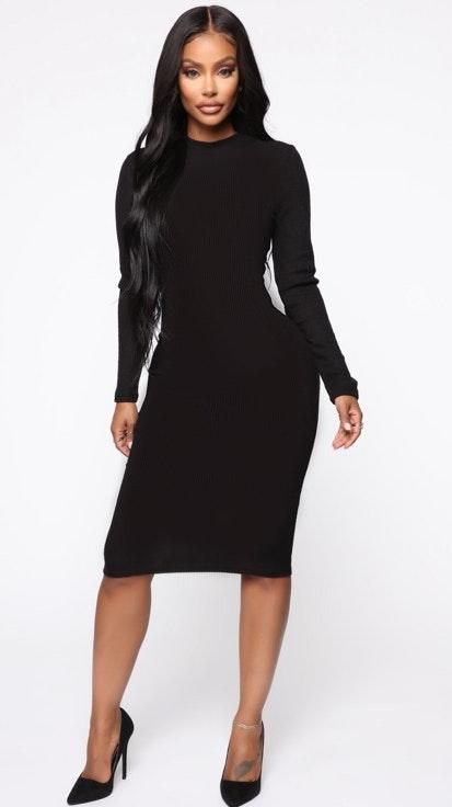 fashion nova black midi dress
