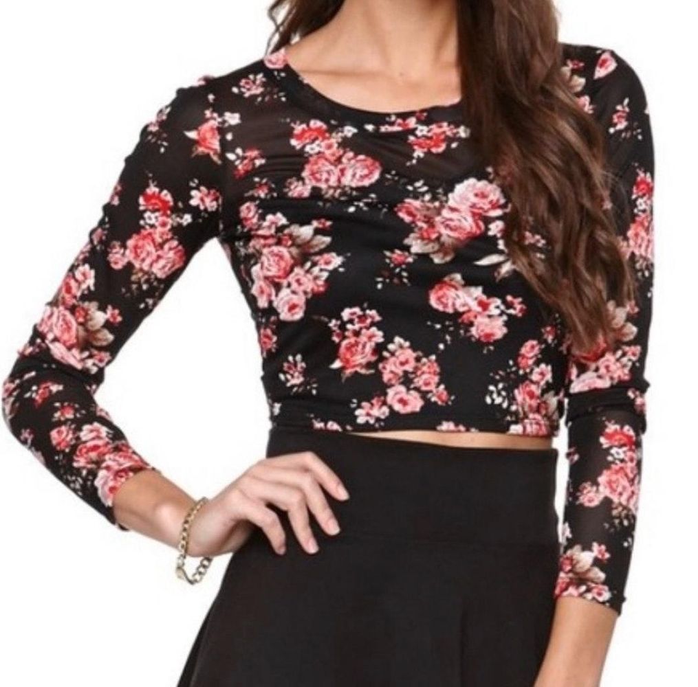 sheer floral crop top