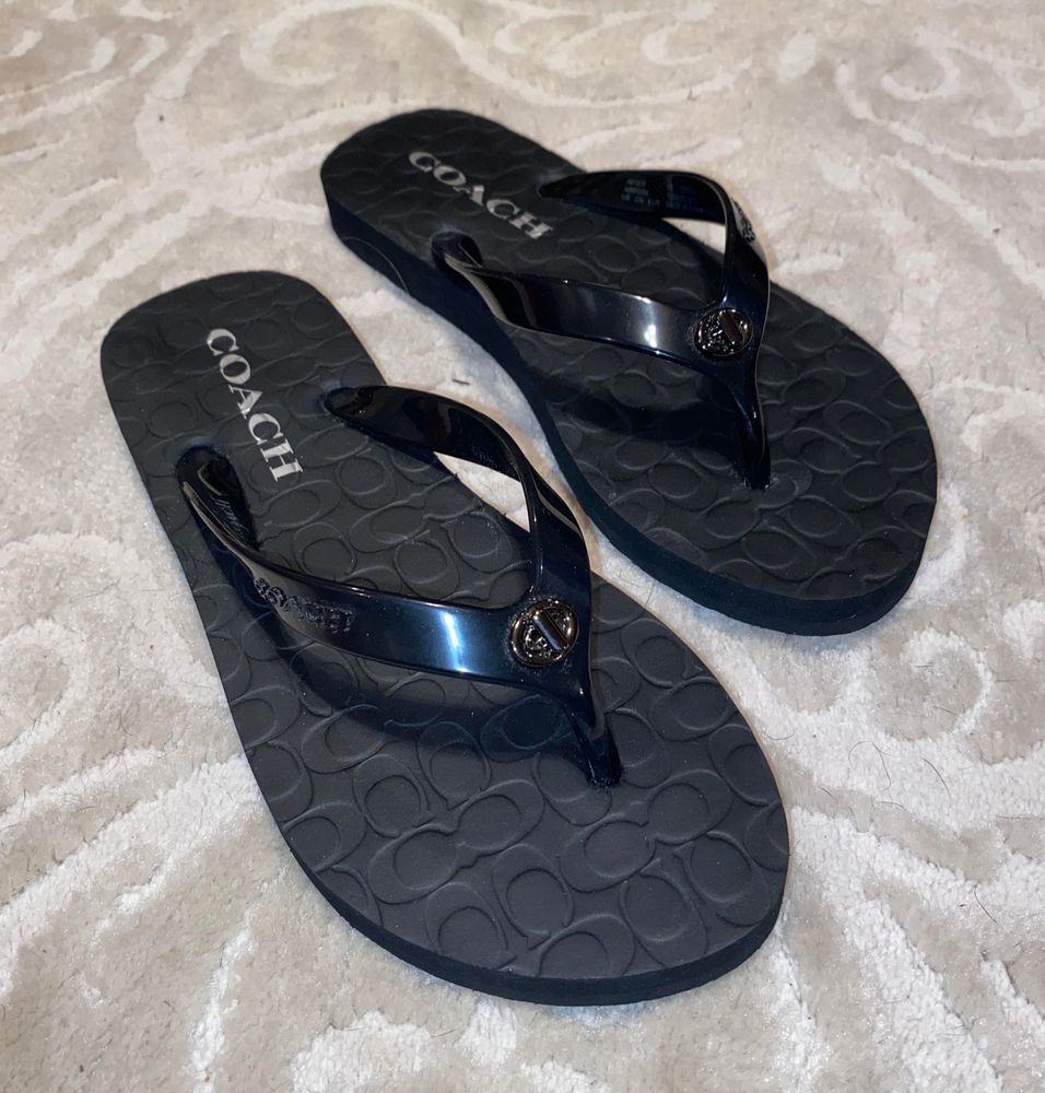 coach flip flops with flower