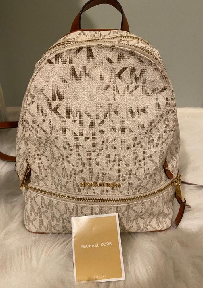 michael kors backpack white and brown