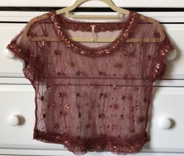 sheer embellished top