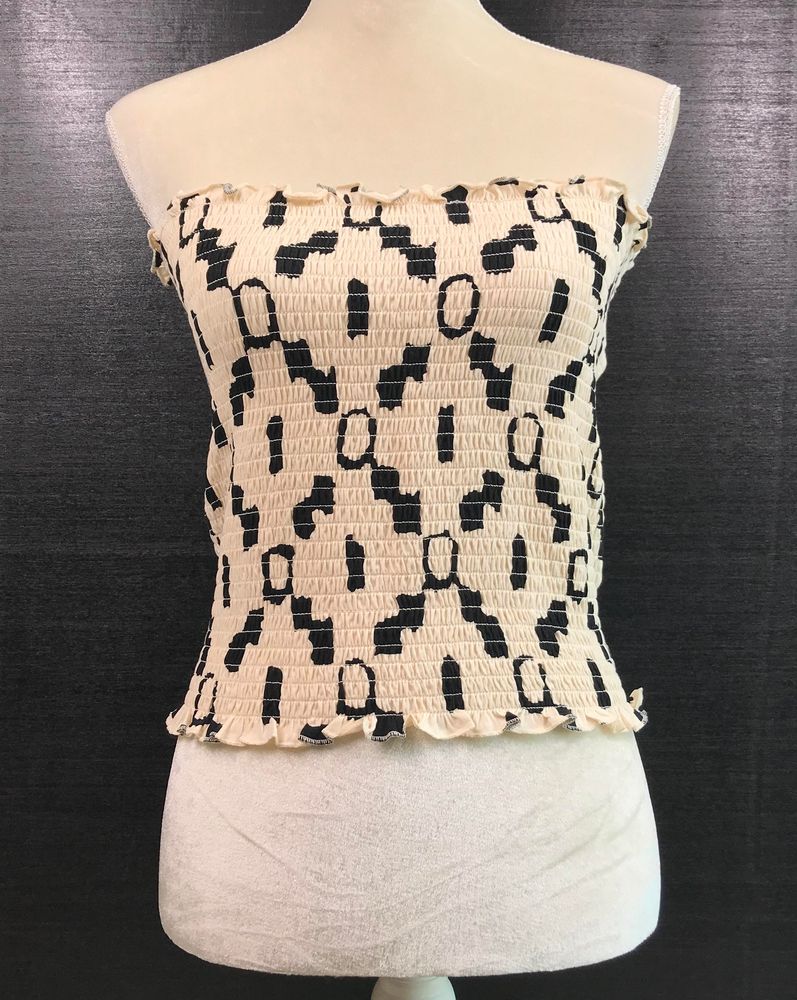 smocked ruffle tube top