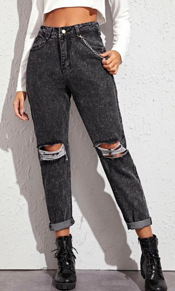 grey black mom jeans