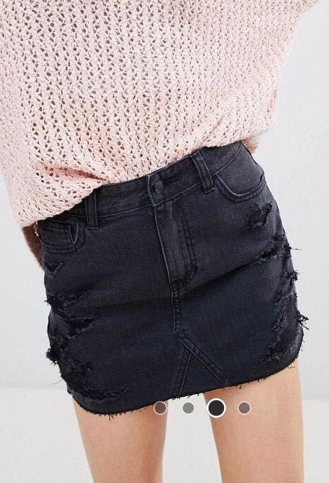 hollister black denim skirt