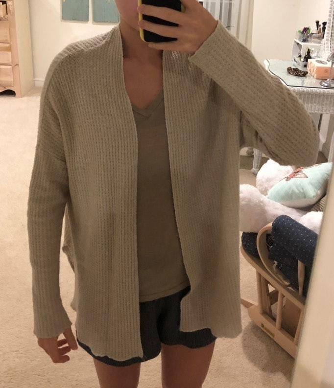 american eagle waffle cardigan