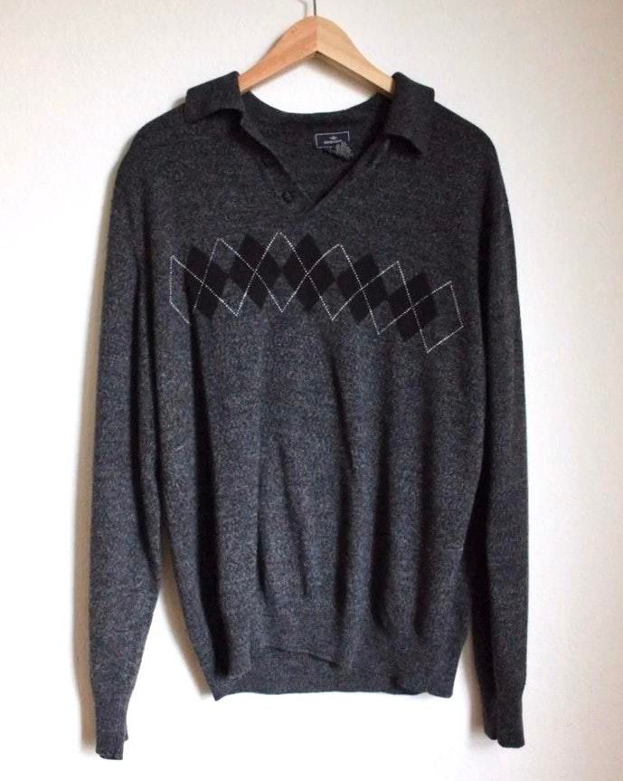 gray argyle sweater