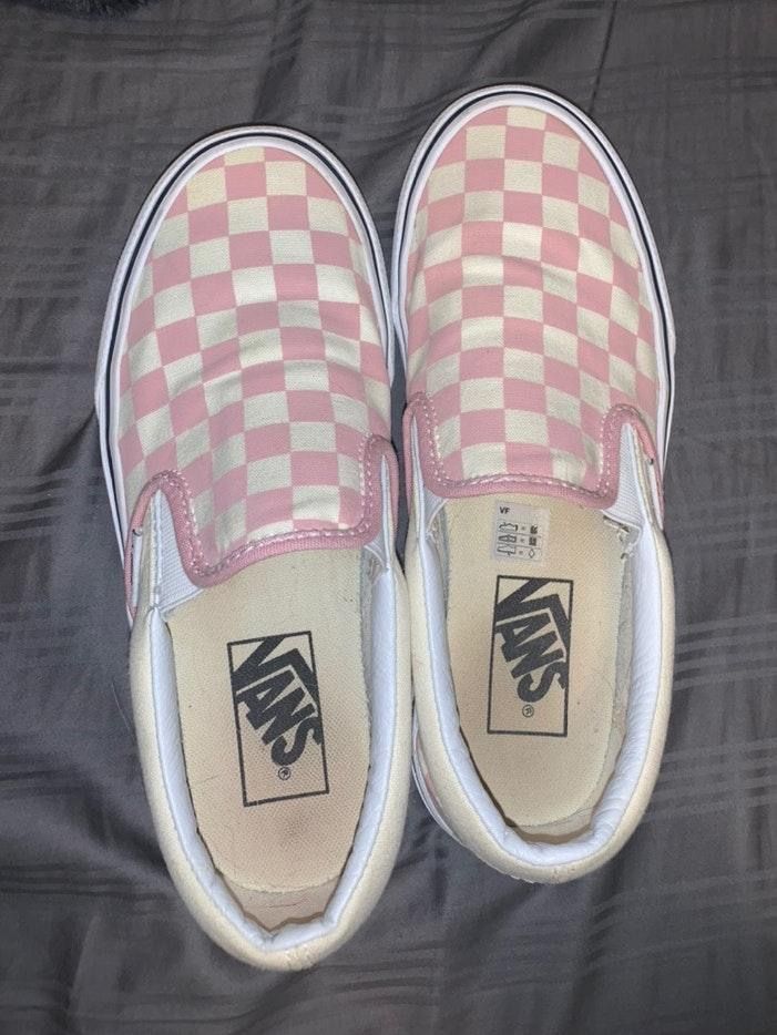 pink and checkered vans