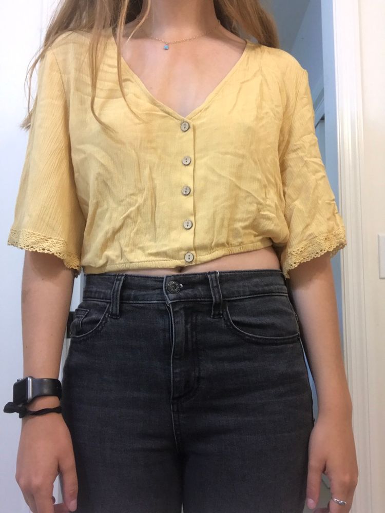 light yellow crop top