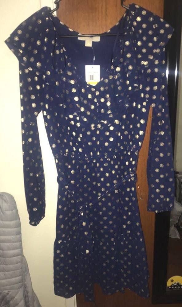 michael kors navy and gold dress