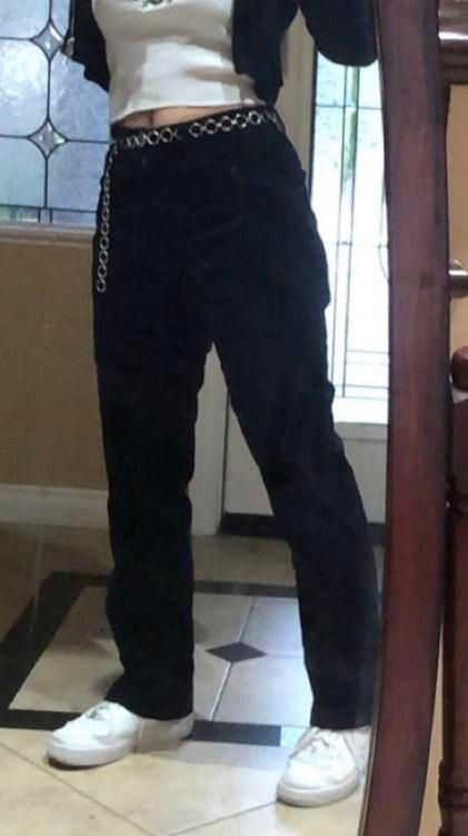 blue corduroy flare pants