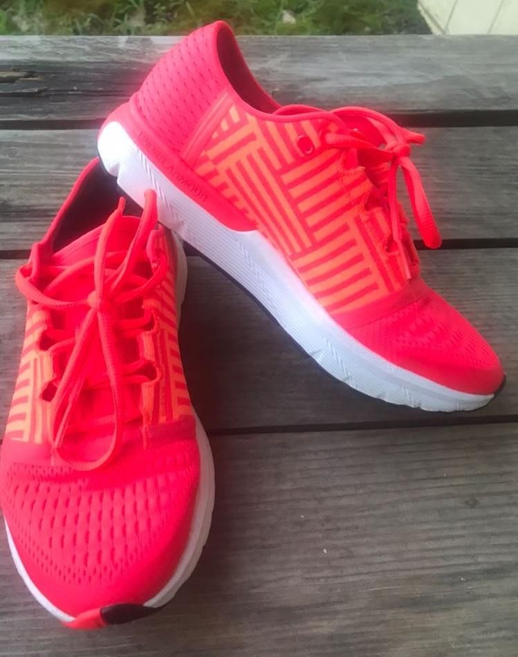 neon pink tennis shoes