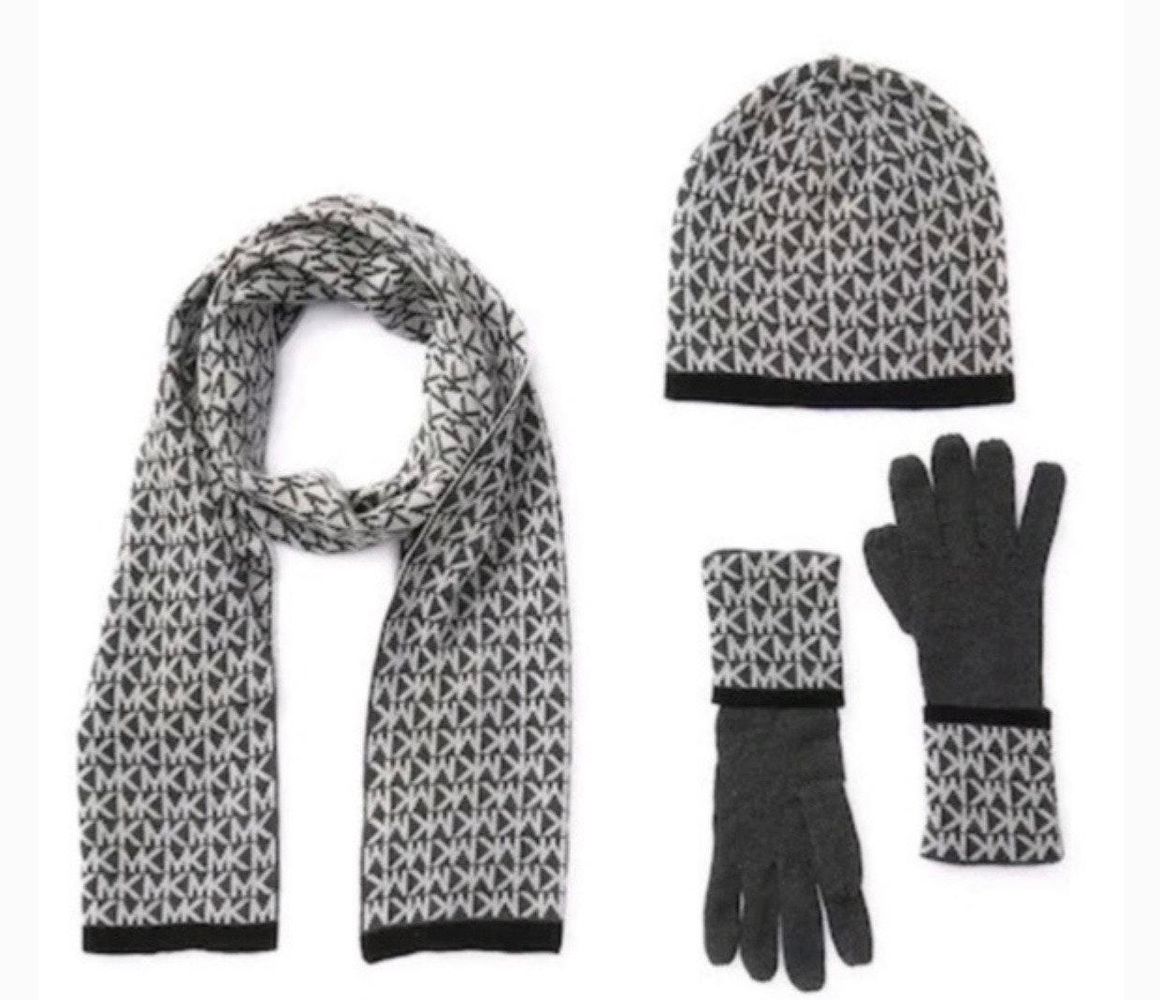 mk beanie and scarf set