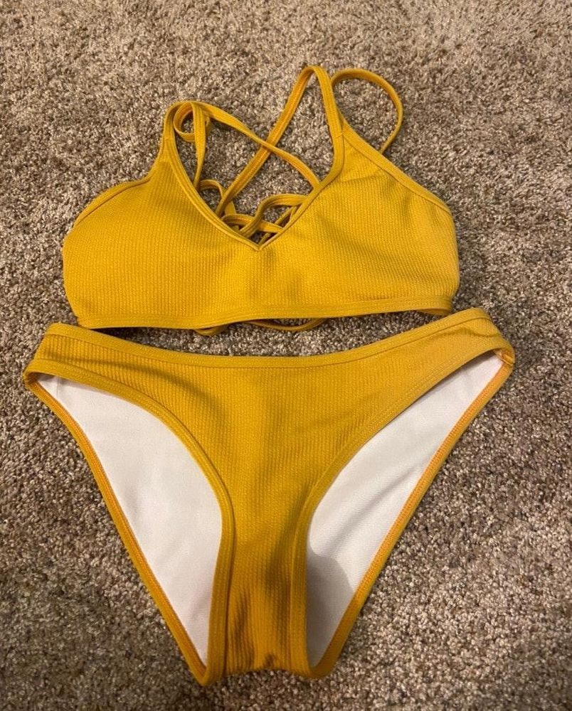 mustard yellow bikini set