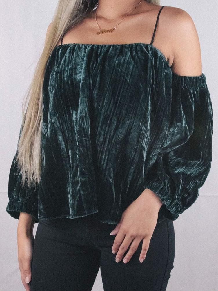 dark green bardot top