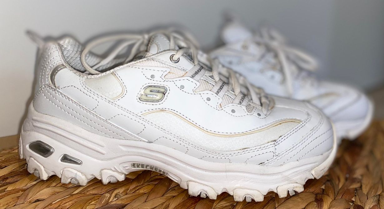skechers white chunky shoes